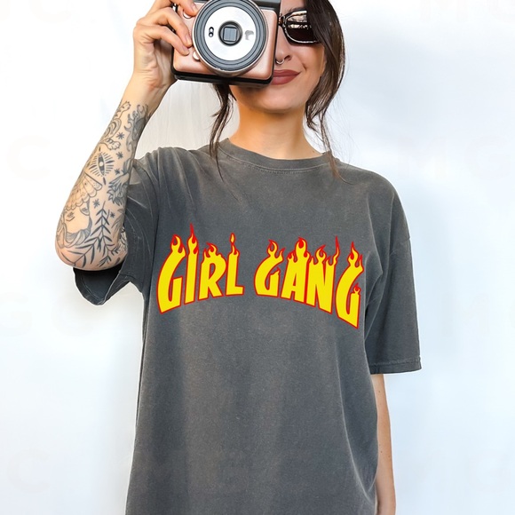 Comfort Colors Flaming Girl Gang Shirt - Picture 1 of 10